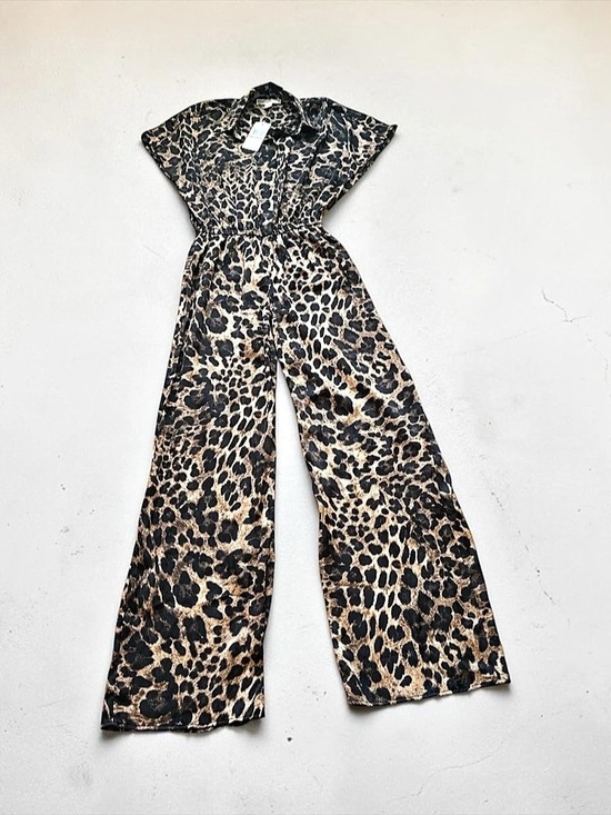 Michael Kors Pants - Michael Kors Leopard Print Wide-Leg Jumpsuit